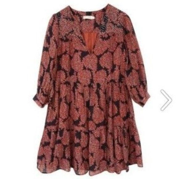 See U Soon Aline Floral Print Long Sleeve Tiered Swing Dress - Picture 1 of 8